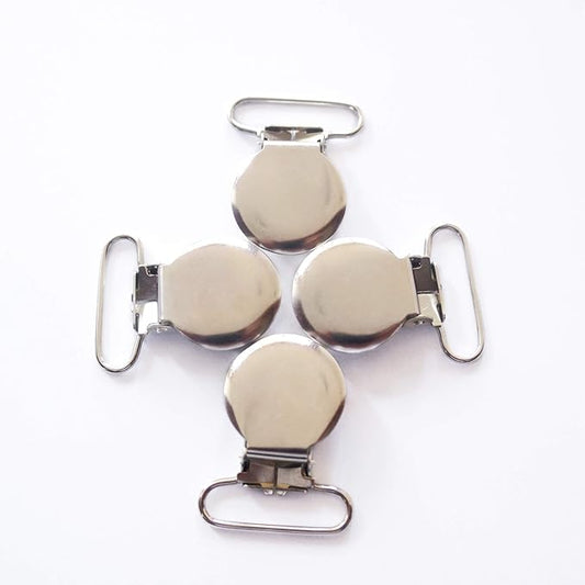 1" Pacifier Suspender Clips, Pacifier Clips with Plastic Teeth Insert to Protect Fabric Perfect for Crafts Making Pacifier Holders/Bib/Dummy Holder Clip Silver (50pcs)