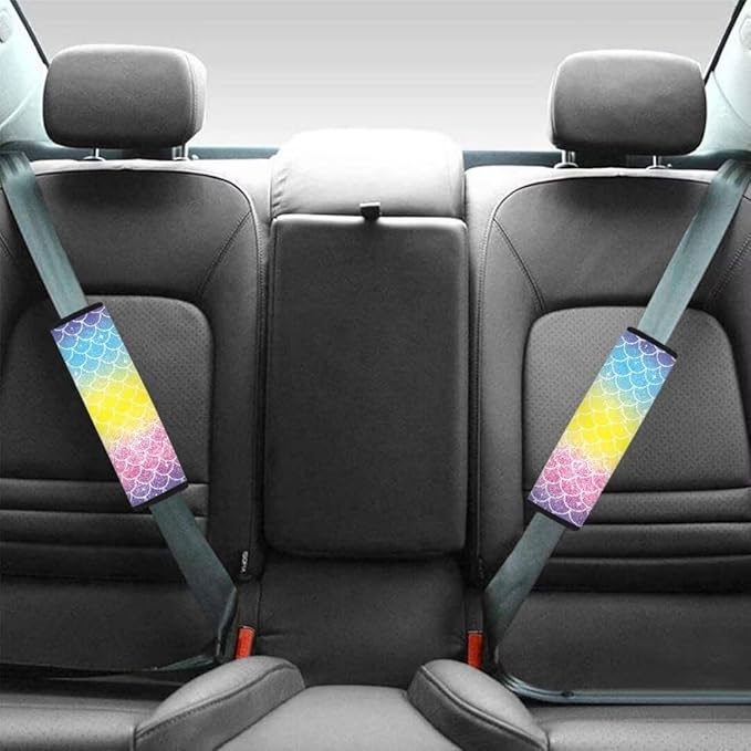 Colored Scales Car Seat Belt Cover Car Seat Belt Shoulder Pads Seatbelt Protector Set of 2 Universal Fit for Adults Car Interior Decor