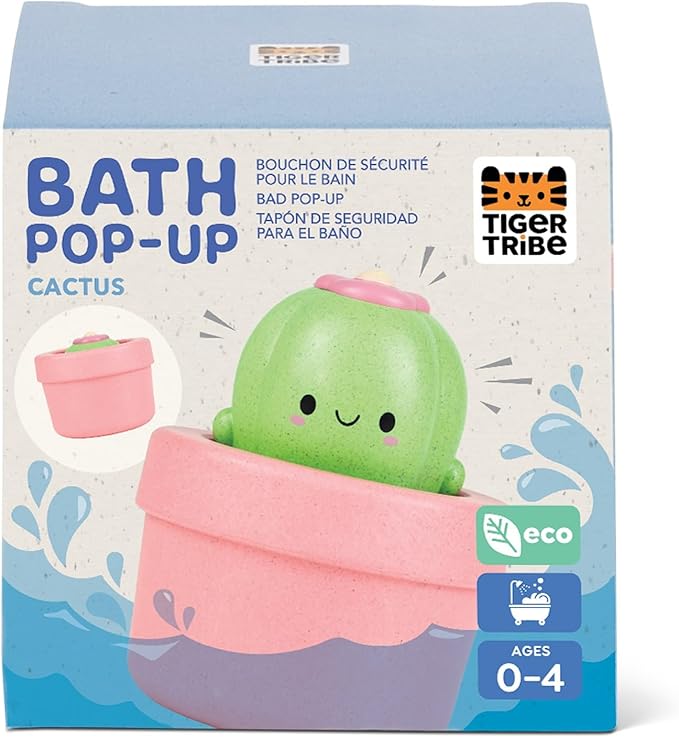 Tiger Tribe Bath Pop-Up Cactus Toy - Water Activated, Peek-A-Boo Sensory, Eco-Friendly for Kids, Toddlers & Babies