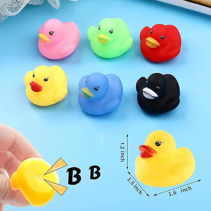 GADIEDIE50 Pack Multicolor Mini Rubber Ducky Float Ducks Baby Bath Toy, Great for Jeep Ducking, Shower, Birthday Party, Carnival Game Gift(1.6"x 1.5" x 1.2". 6 Colors)