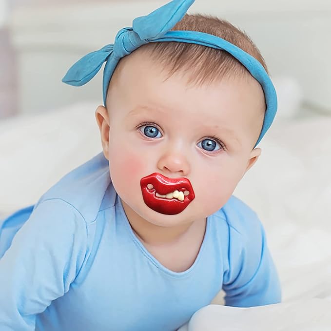 Funny Pacifier for Baby, Buck Tooth Pacifier Fake Big Teeth Soft Pacifiers with Teeth Food Grade Silicone for Babies Health BPA Free, Great Gift for Kids (3pcs-B)