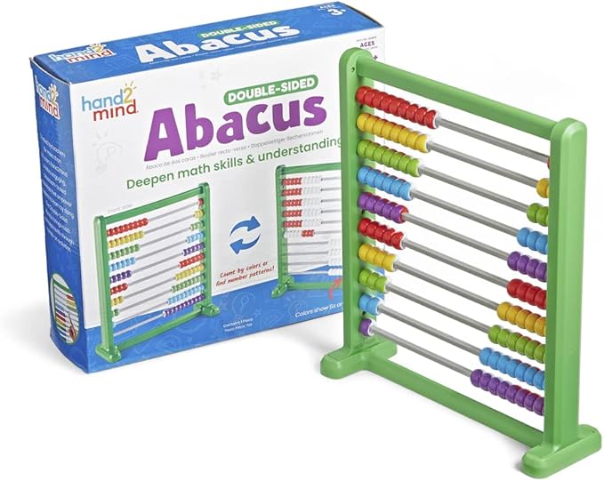 Hand2Mind Double Sided Plastic 100 Bead Abacus, Abacus for Kids Math, Kindergarten Math Manipulatives, Counting Rack, Educational Toys for Elementary Kids (Set of 1)