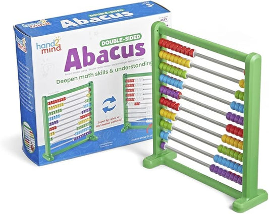 Hand2Mind Double Sided Plastic 100 Bead Abacus, Abacus for Kids Math, Kindergarten Math Manipulatives, Counting Rack, Educational Toys for Elementary Kids (Set of 1)