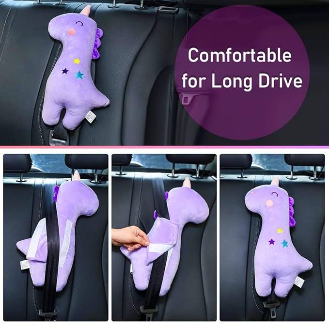 Barelove Seat Belt Cover Pillow for Kids, Car Seatbelt Cushion Shoulder Neck Support Protector Pad, Soft Stuffed Plush Travel Vehicle Belts Strap Pillow for Kids Headrest Christmas Gifts (Unicorn)
