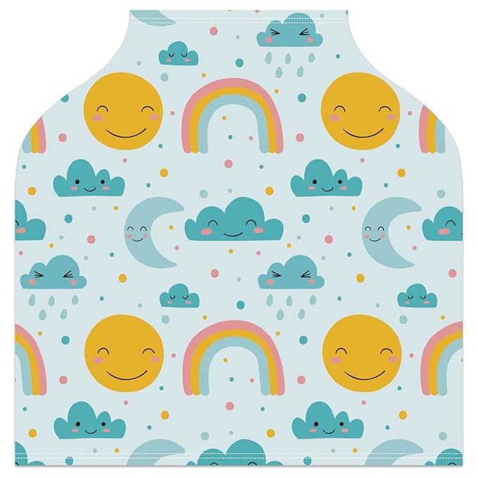 Baby Car Seat Stroller Covers Sun Moon Cloud Rainbow Nursing Cover Breastfeeding Scarf Soft Breathable Stretchy Coverage Carseat Canopy Cover for Boys and Girls Soft Breathable Multi Use