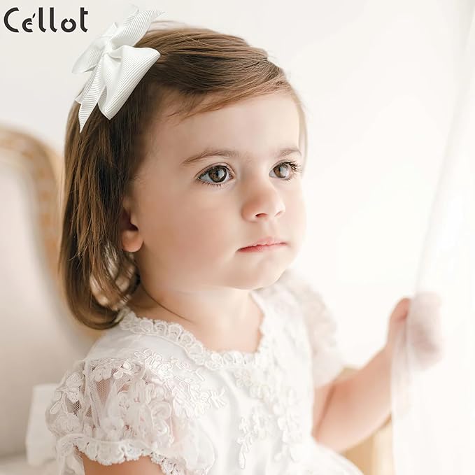 CÉLLOT 40pcs 3.5 inch Hair Bows for Girls Grosgrain Ribbon Toddler Hair Bows Alligator Clips for Baby Girls Kids Teens Back to School Hair Accessories in Pairs