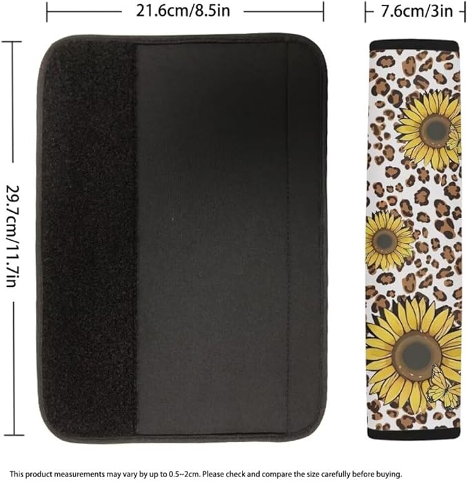 Sunflower Leopard Car Seat Belt Strap Shoulder Pad,Car Seat Belt Cover Pad Universal Fit Suitable for Shoulder Bag, Laptop Computer Bags