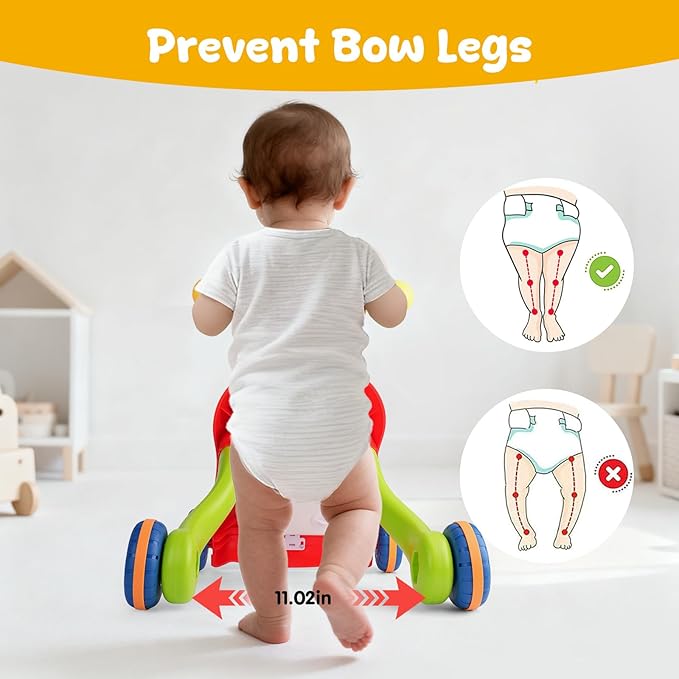 AuntyFey Baby Walker, 3 in 1 Push Walker for Baby Girls Boys, Baby Walking Toy for 1 Year Old Learning to Walk, Sit to Stand Baby Walker Push Toy for Girl 12 Months, Red