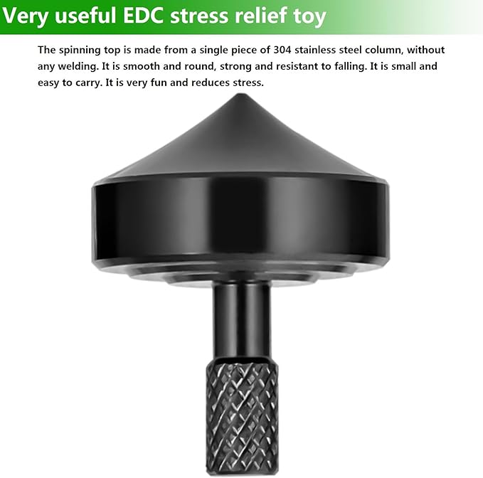 Stainless Steel Spinning Top, Precision Mini Desktop Gyroscope, Kill Time Reduce Stress ADHD Toys, Perfect Balance Gyro (Black Style 1)