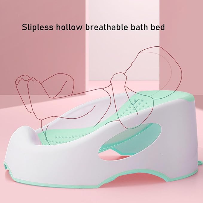 Baby Bath Support, Portable Foldable Slipless Bath Tub Support Lying Bathing Mat, with Slipless Pad Bath Net, for Newborn Infant (Green)