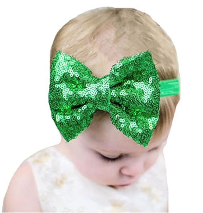 Baby Girl's Lovely Sequins Bowknot Headband Toddler Hairband for Photography Travel Party Festivals (Burgundy, One Size)