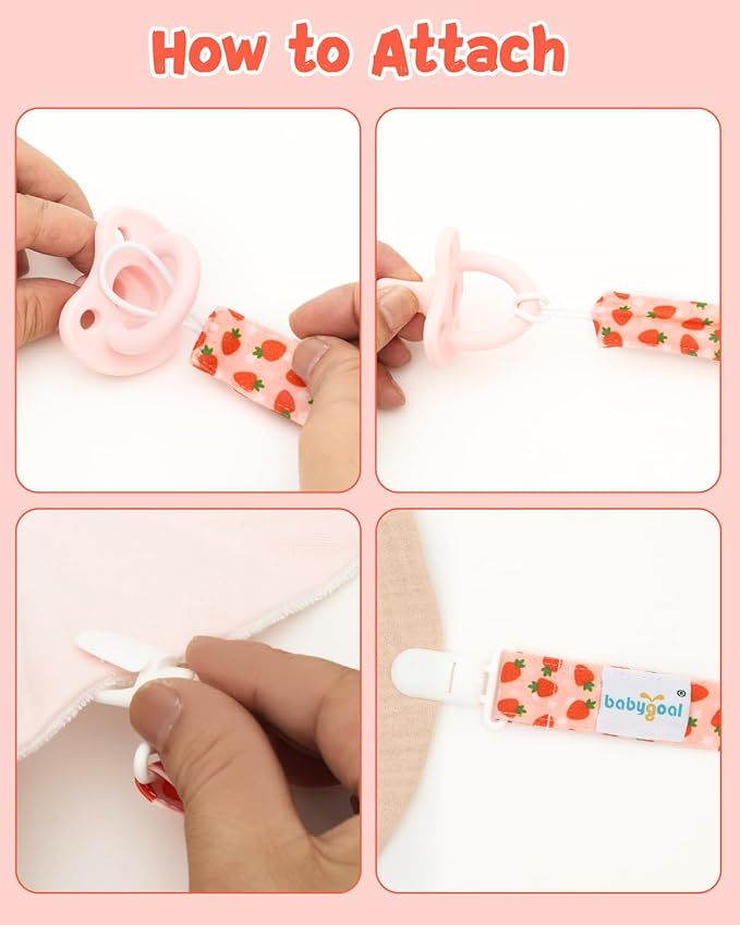 babygoal Pacifier Clips, 8 Pack Binky Paci Holder Clips Fits for Most Baby Pacifiers and Binkies