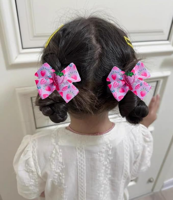 AACKS Kids Girls Strawberry Hair Bows Strawberry Hair Accessroies Fruit Hair Barrettes Strawberry Ribbon Bow