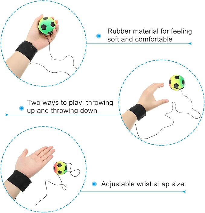 1pc Green Soccer Ball Wrist Return Ball - Adjustable Bounce Back with String, Rubber Elastic Rebound Finger Exercise Toy Activity