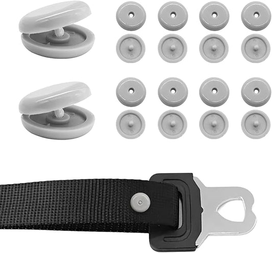 10 Sets Seat Belt Button Stop, Plastic Car Safety Belt Stopper Prevent Buckle from Sliding Down, No Welding Required Snap-on Seatbelt Stop Clips for Cars Trucks Motorcycles (Gray)