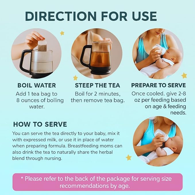 Secrets Of Tea Baby Colic Tea for Gas, Acid Reflux Relief, Tummy, and Sleep - Natural USDA Organic Caffeine-Free Herbal Calming Tea for Babies and Newborns - Up to 40 Servings - 20 Count(1 Pack)