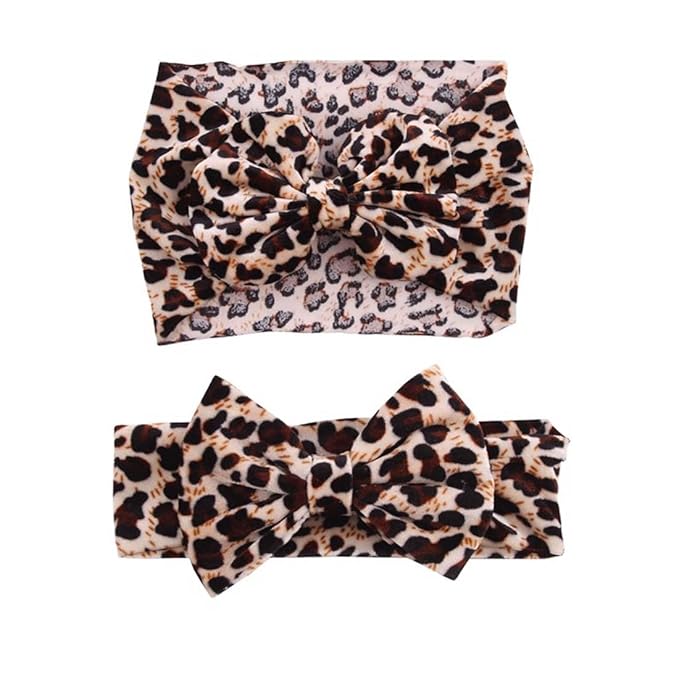 Baby Girls Leopard Headband Bow Headwear Turban Headband for Baby Toddler Wide Hairband Hair Accessories 2 Pack TSFD40