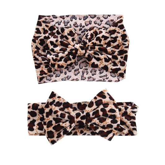 Baby Girls Leopard Headband Bow Headwear Turban Headband for Baby Toddler Wide Hairband Hair Accessories 2 Pack TSFD40