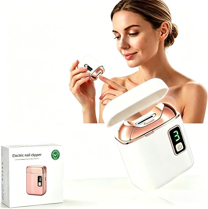 Electric Nail Clipper & Nail File - Automatic Baby Trimmer with LED Light, Rechargeable 3-Speed Quiet Safety Blades & Built-in Scrap Collection, Portable Nail Care for Infant, Kids, Adults, Elderly