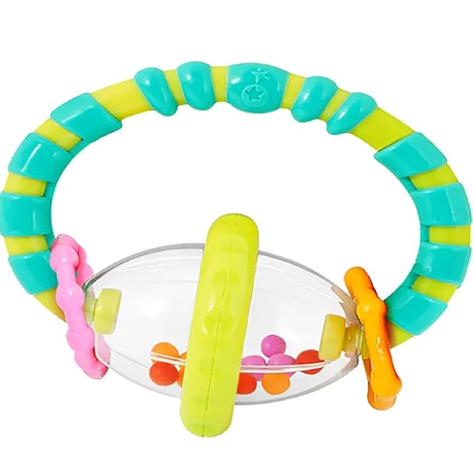 Bright Starts Grab & Spin Baby Rattle & BPA-Free Teether Toy, Ages 3 Months+ 1 Count (Pack of 2)