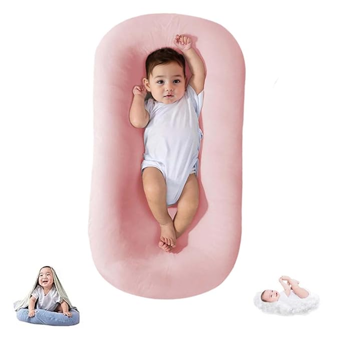 Baby Lounger for Newborn Babies 0-18 Months, Bionic Organic Lounger for Baby, Soft Cotton Breathable Infant Floor Seats & Loungers