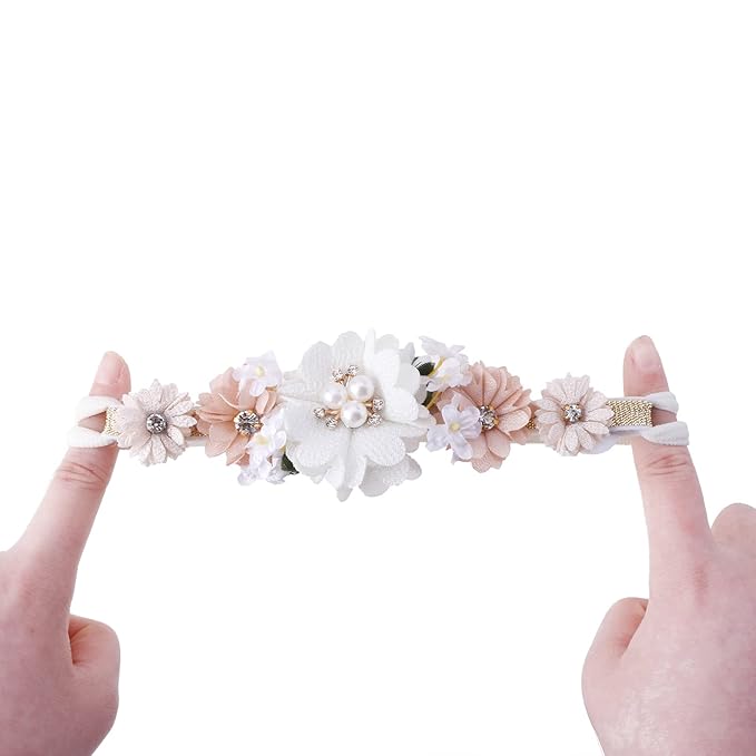 Flower Headband for Baby Girl Elastic Baby Floral Headbands Crown Hairbands Hair Accessories for Newborn Infant Toddlers Kids 3pcs/set