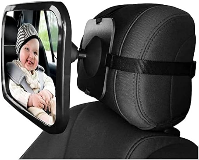 Dorart Rear Facing Baby View Mirror for Child Safety Car Seat - Crystal Clear Reflection via Crash-tested & Shatterproof Convex Mirror