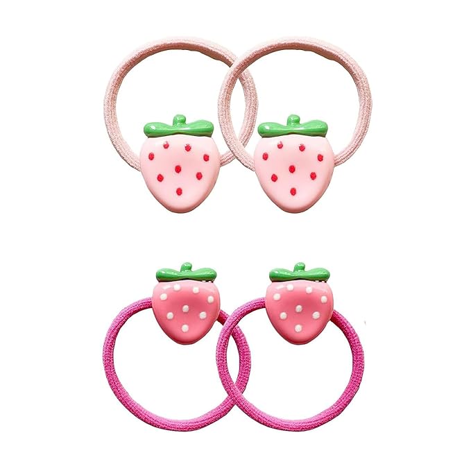 Strawberry Snap Clips Baby Girls Fruit Hair Bow Clips Strawberry Hair Ring Tie BBW24 (Set-E)