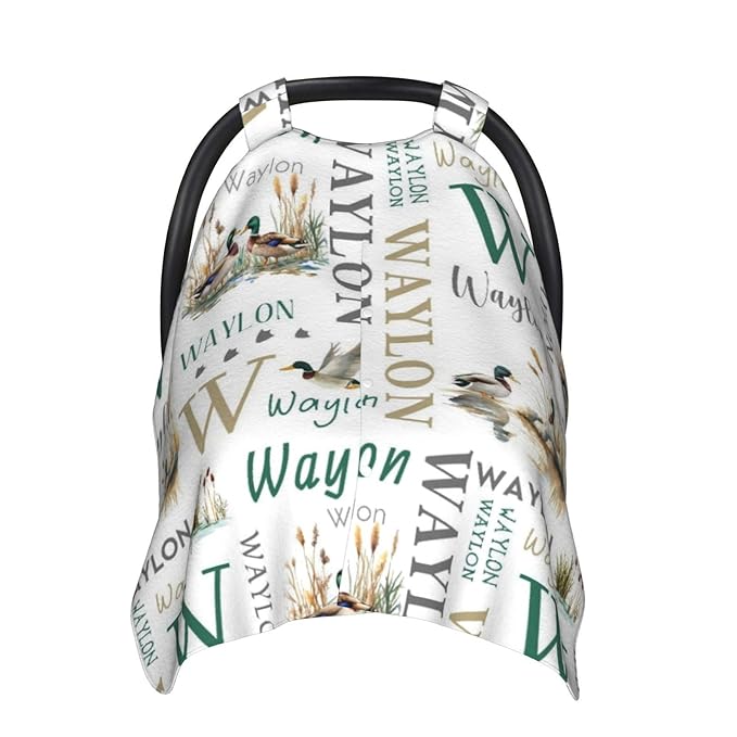 Personalized Mallard Baby Car Seat Cover for Boys, Custom Wild Duck Strollers Carseat Canopy with Name, Nursing Covers for Breastfeeding, Car Seat Canopies for Newborn Infant, New Mom Gifts