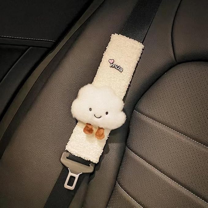 BNTR Car Seat Belt Cover 2PCS Stocking Stuffers Cute Creative White Cloud Safety Seatbelt Shoulder Pad Auto Accessory Neck Cushion Protector Seatbelt Shoulder Protector Nice Gift (2-Pack Cloud)