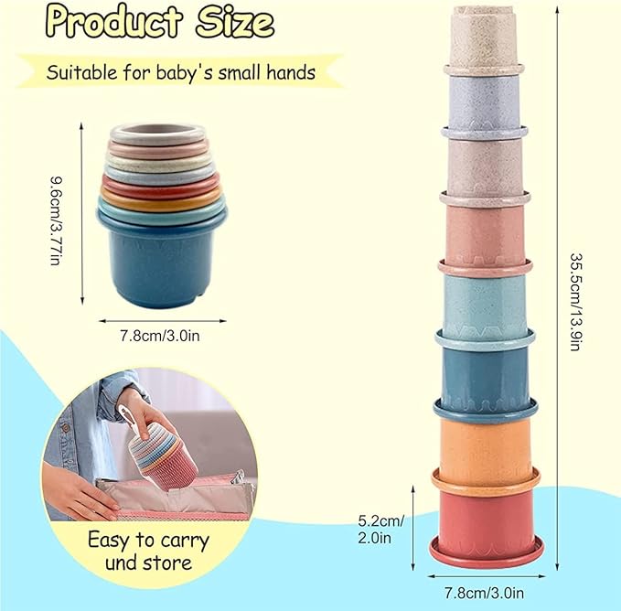 Baby Stacking Nesting Cups Toys for Baby 6 to 12 Months, Montessori Toys for Toddler Gifts 1 2 3 Year Old