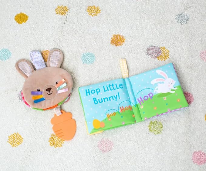 Magic Years 5 inch Soft, Crinkle Activity Book with Teether and Travel Strap for Baby, Happy Spring, Multicolored, Easter
