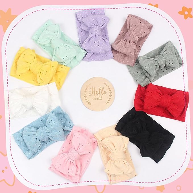 Ulico 2 Pack Personalized Girls Headband with Name,Custom Baby Girls Headband,Girls Embroidered Headbands,Newborn Headbands with Bow