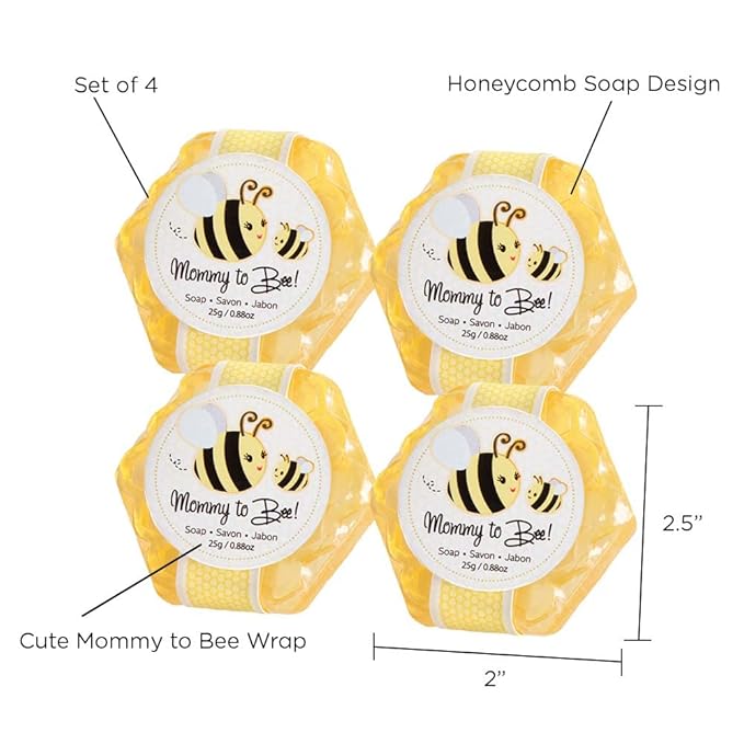 Kate Aspen Sweet Honey & Fresh Flower Scented Honeycomb Soap, Mommy to Bee Baby Shower Favors, Pack of 4 Count,21084NA