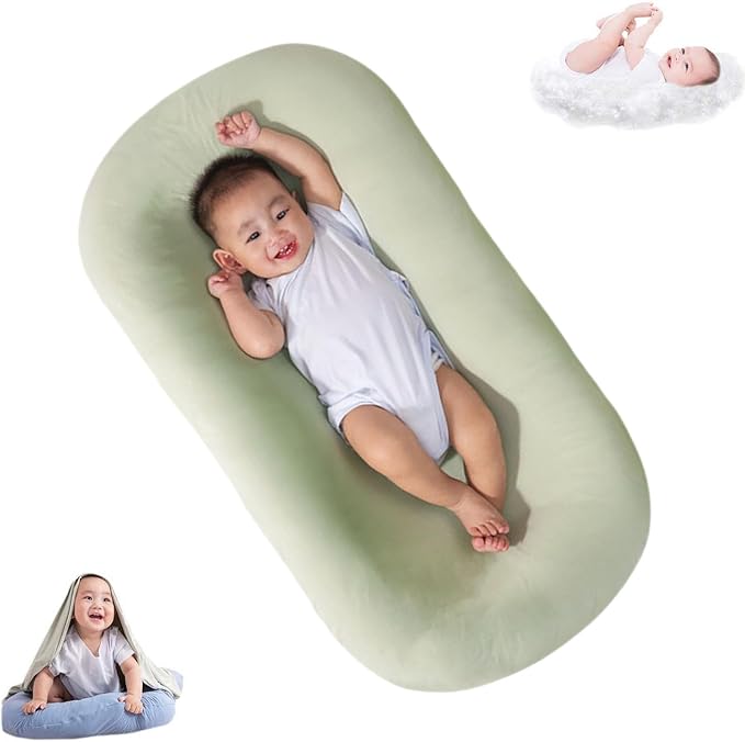 Baby Lounger, Baby Lounger for Newborn, Infant Lounger for Home and Trave (Green 0-6month)