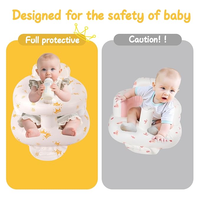 TDTOK Inflatable Baby Seat, Sit Me Floor Seat for Babies 3 Months Up, Inflatable Baby Chair with Fence & Built-in Air Pump for Home, Travel