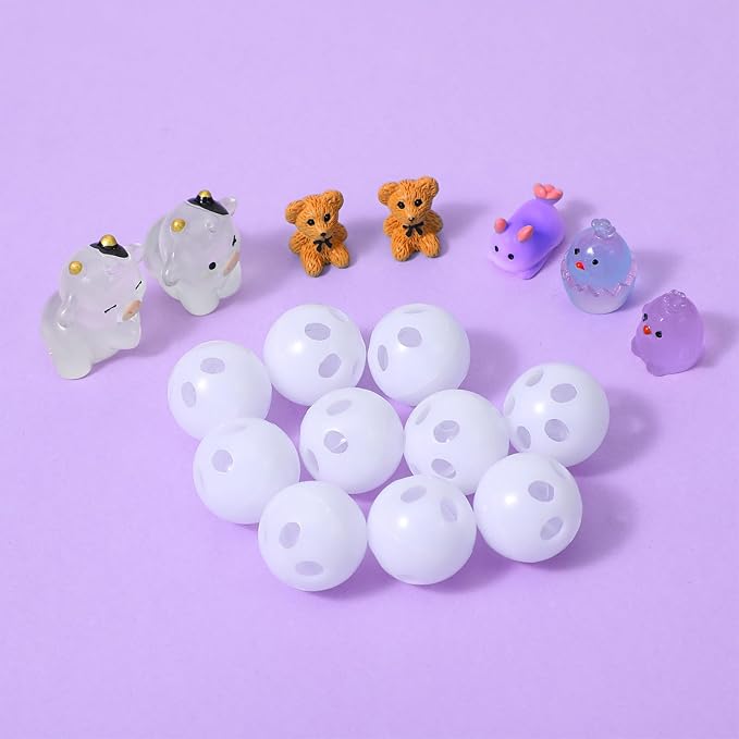 10PCS Rattle Ball Inserts 24mm Plush Crafts Doll Noise Maker Insert Rattle Box Repair Stuffed Balls for Animal Puppy Doll Pet(White)