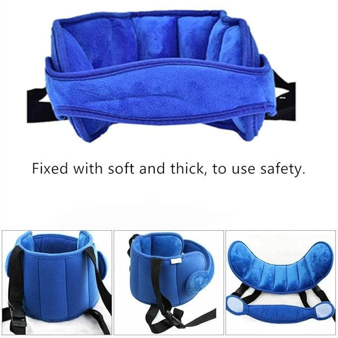 Car Seat Head Support Band, Adjustable Child Neck Relief, Infants and Baby Head Support (Blue)