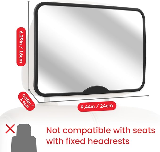 Baby Car Mirror, Safety Car Seat Mirror for Rear Facing Infant, Clear Wide View, Easily Observe the Baby Move, Secure, Shatterproof, Easy Install, Perfect (Black)