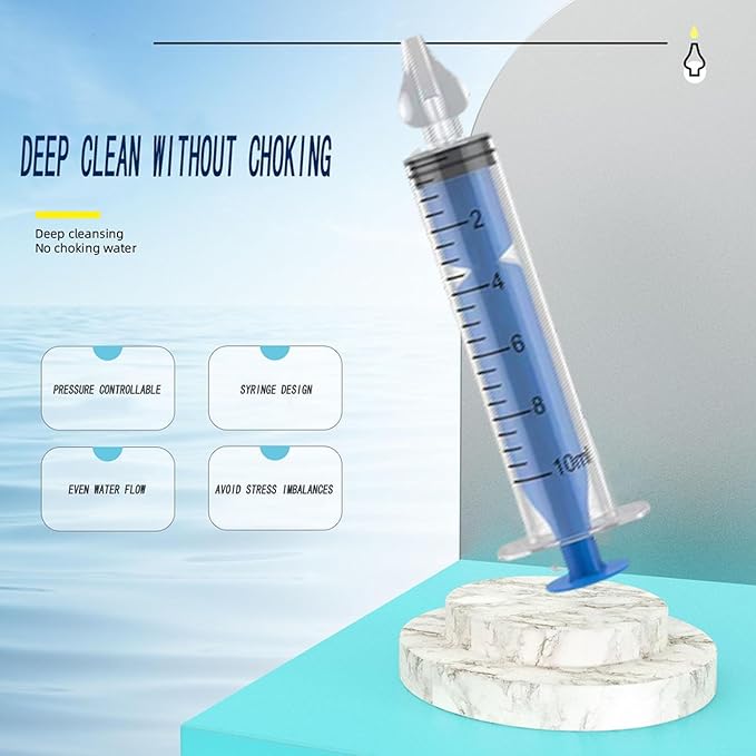 Silicone Baby Nasal Aspirator,Syringe Nasal Irrigator,10ml Nasal Irrigator Portable Infant Nose Cleaner Nose Aspirator with Cleanable (Blue)