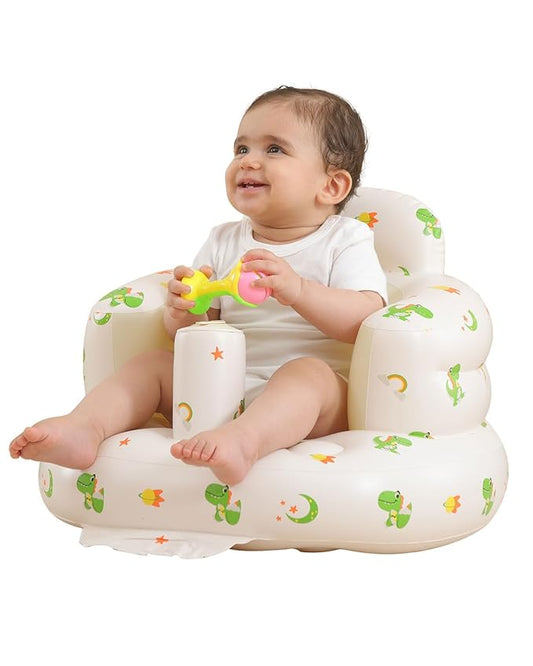 AGITVPS Upgrade Inflatable Baby Seat with Tray for Babies 3-36 Months, Built in Air Pump Bumbo Seat with Tray, Baby Chair Sit Me up Floor Seat for Baby, Learning to Sit&Feeding (Pillar-Dinosaur)
