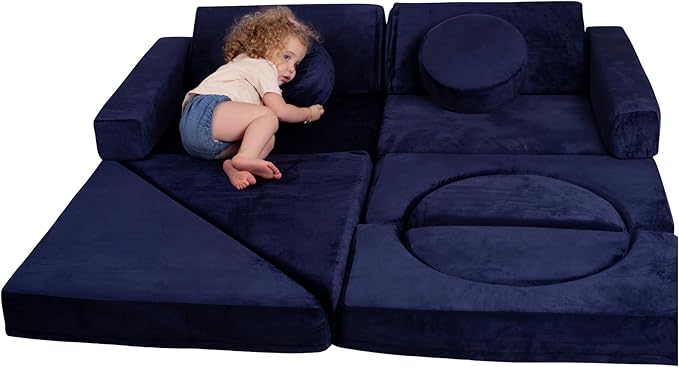 Schooled Kids Soft Play Couch (14pcs) - Children's Furntiture, Modular Kids Play Couch - Sensory Room Must Have Gifts for Toddlers - Climbing Pillow Fort