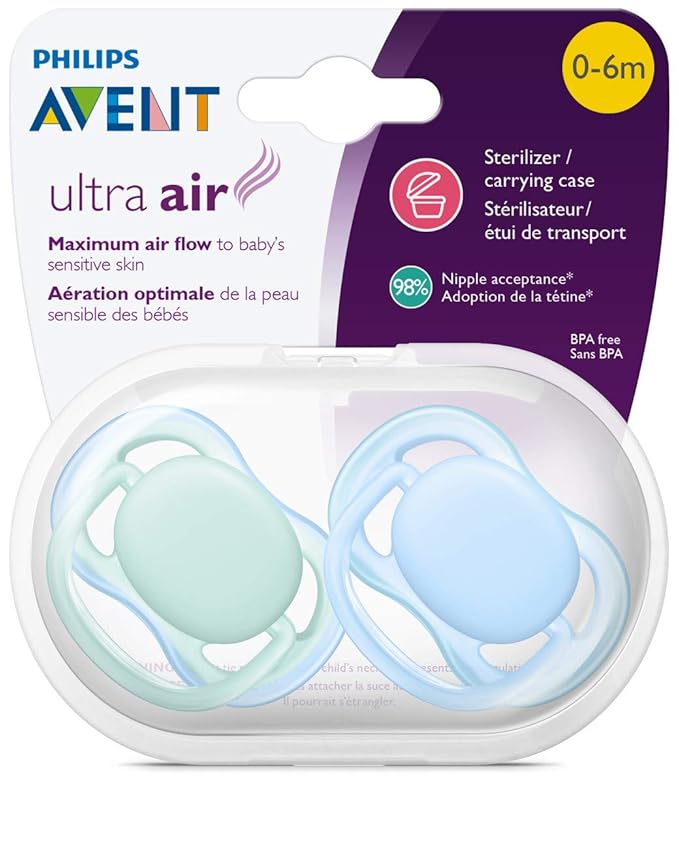 Philips Avent Ultra Air Pacifier, 0-6 months, blue/green, 2 pack, SCF244/20