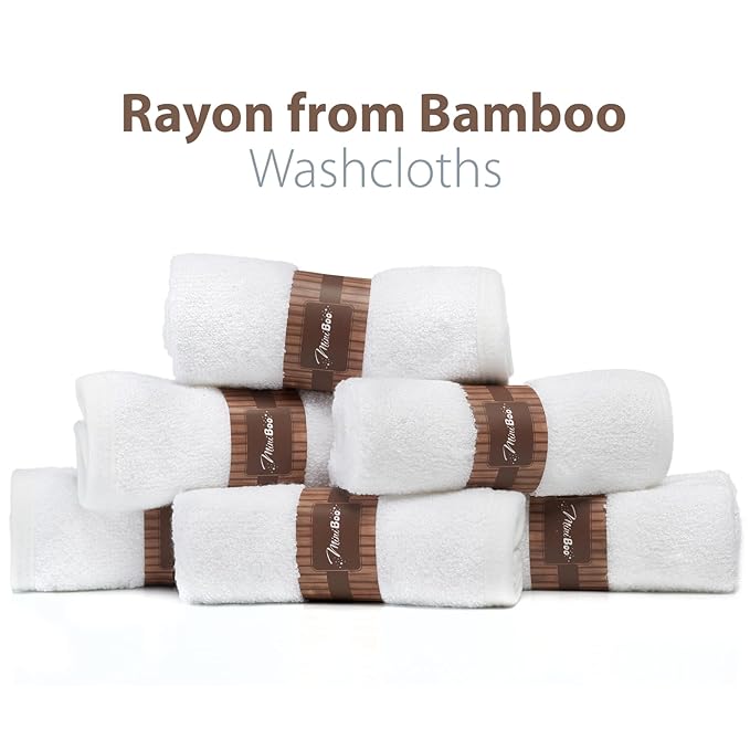 MINIBOO Premium Baby Washcloths for Sensitive Skin - Extra Soft and Absorbent Viscose from Bamboo Face Cloths and Newborn Bath Face Towel - Perfect as Baby Gifts - 6-Pack (White)