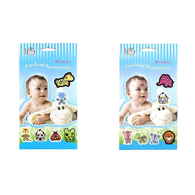 Stick-On Fever Cute Cartoon Forehead Fever Stickers Temperature Fever for Kids Baby Adults Home Supplies Fever Patches Animal Appearance Continuously Fever Temperature Monitoring