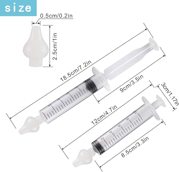 Silicone Baby Nasal Aspirator,Syringe Nasal Irrigator,10ml Nasal Irrigator Portable Infant Nose Cleaner Nose Aspirator with Cleanable (Transparent with Storage Box ﻿)