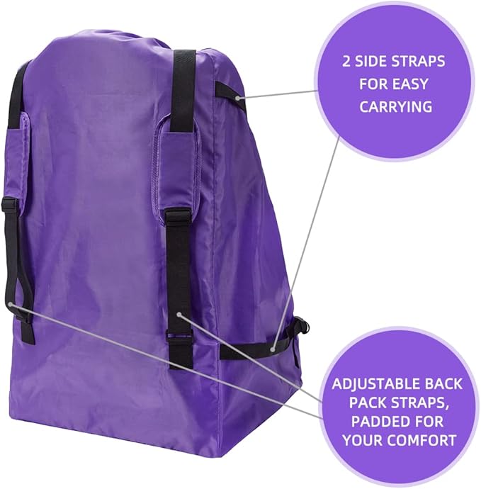 Clearworld Car Seat Travel Bag for Air Travel, Durable Gate Check Bag for Airport,Foldable Baby Stroller Travel Carry Bag, Fits Car Seats, Infant Carriers & Booster,Universal Size(Purple)