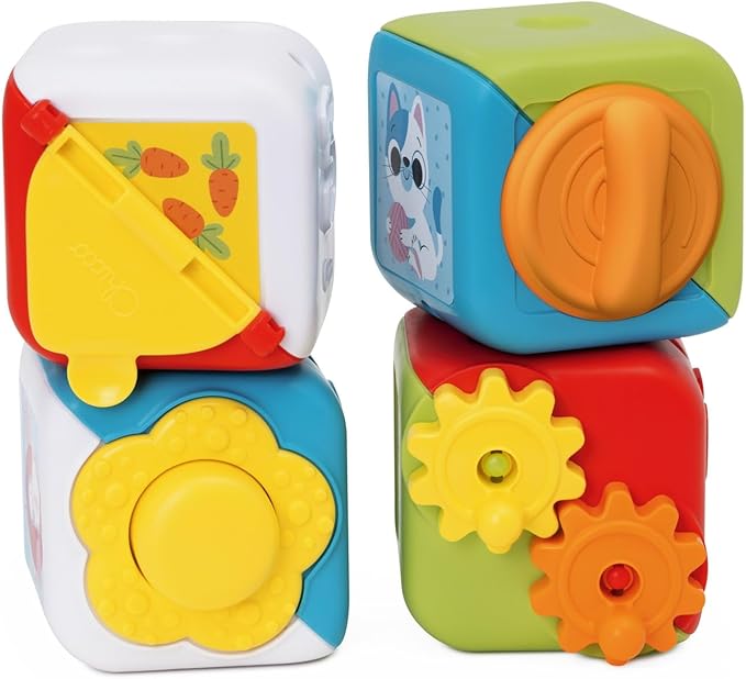 Chicco Set of 4 Colourful Animal Blocks Stacking for Sensory Pleasure, Crafts and Logic Activities Toys for Kids, 10-36 Months