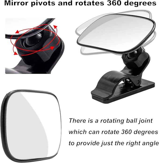 Baby Car Mirror, Universal Car Interior Rearview Baby Mirror for Car with Wide Angle Convex Mirror, 360 Degree Adjustable Easily Observe the Baby’s Move, Clip-on Sun Visor