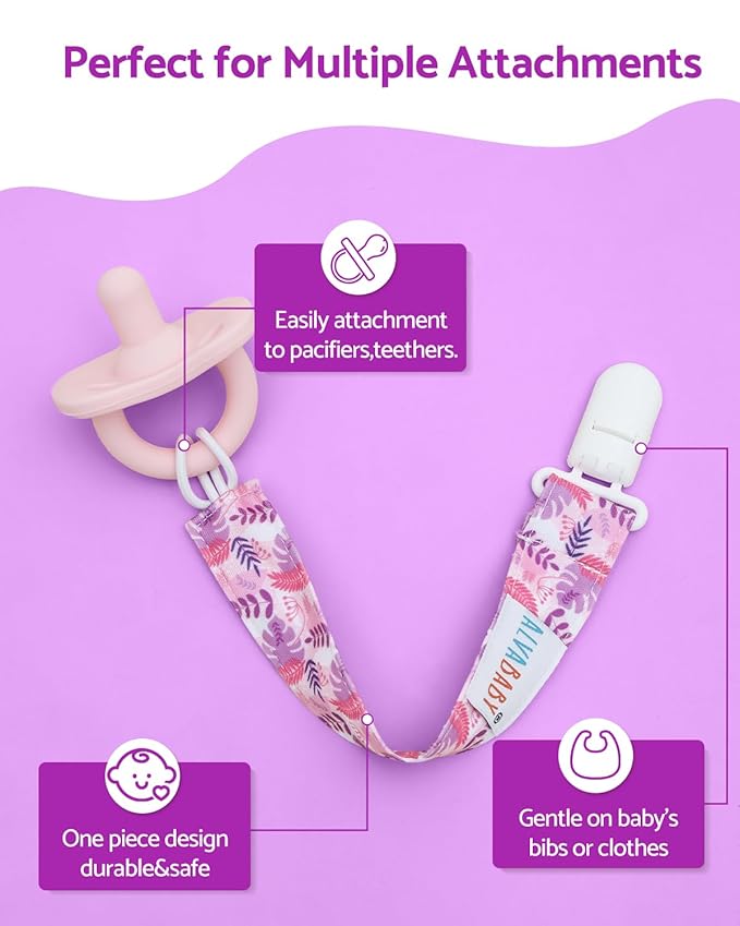 ALVABABY Pacifier Clips 8 Pack Pacifier Binky Paci Holder Leashes for Teethers 8DP22A